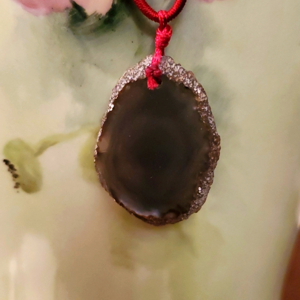 Brown Agate necklace O monogrammed - Picture 5 of 6